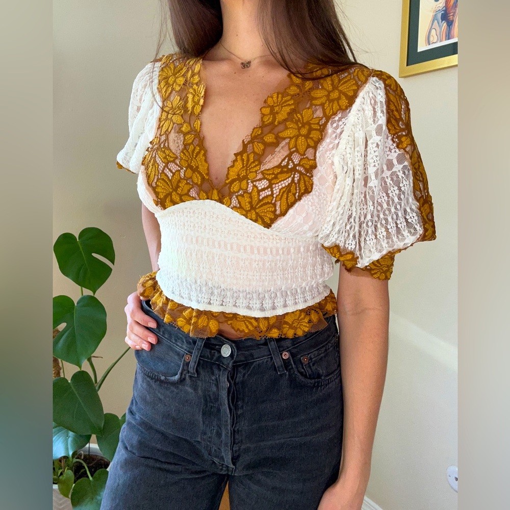 Free People White Lace Blouse